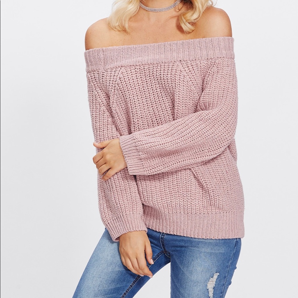 SOLD OUT Blush Off Shoulder Sweater S M L XL - Picture 1 of 5